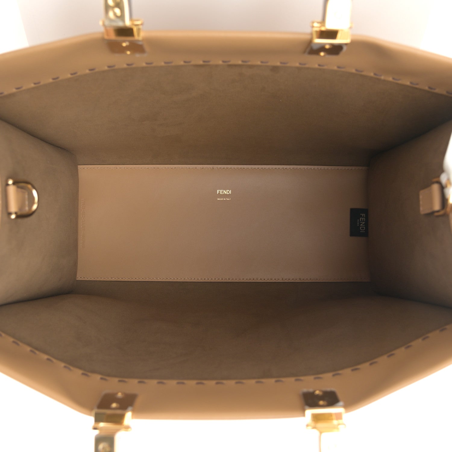 Fendi Vitello King Plexiglass Logo Embossed Medium Fendi Sunshine Shopper Tote Miele Scuro 4 of 8