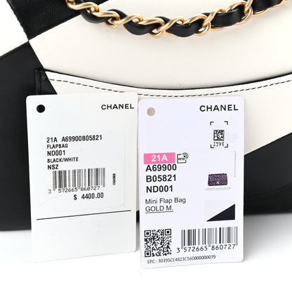 Chanel Lambskin Geometric Patchwork Mini Flap Black White 12 of 12
