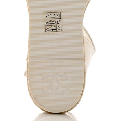 Chanel Lambskin Cap Toe CC Espadrille Sandals 38 White Black 8 of 11