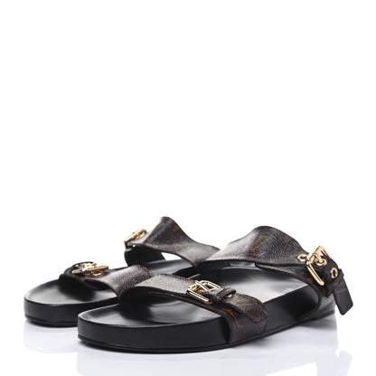 Louis Vuitton Monogram Bom Dia Mule Sandals 39.5 Black 3 of 9