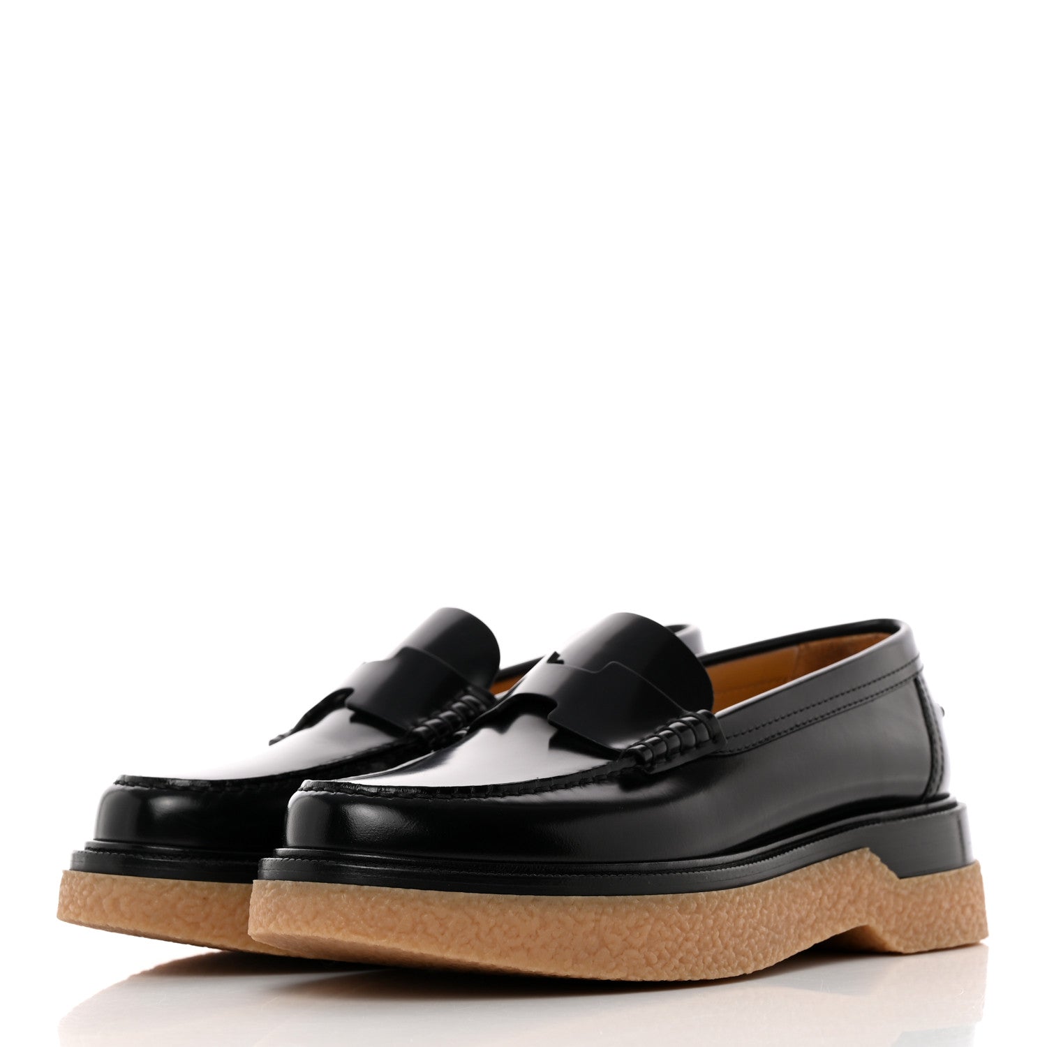 Hermes Glossed Calfskin Womens Dublin Loafers 36 Black 3 of 20