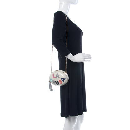 Chanel Embroidered Lambskin Chevron Quilted La Pausa Evening Bag White 2 of 8
