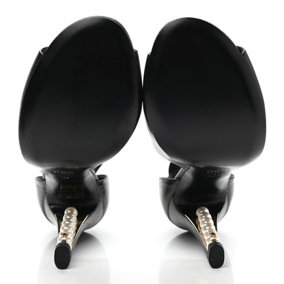 Chanel Lambskin Pearl Ankle Strap Sandals 37 Black 5 of 9