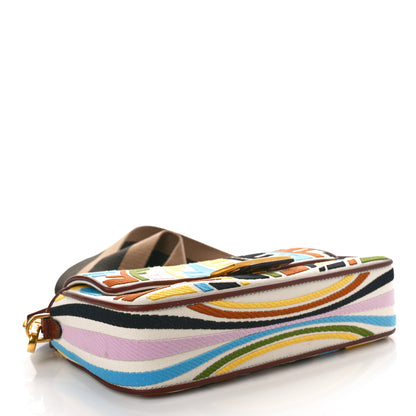 Fendi X SARA COLEMAN Canvas Vitello King Seta FF Fish Eye Embroidered Baguette Grezzo Multicolor Ghianda 4 of 11