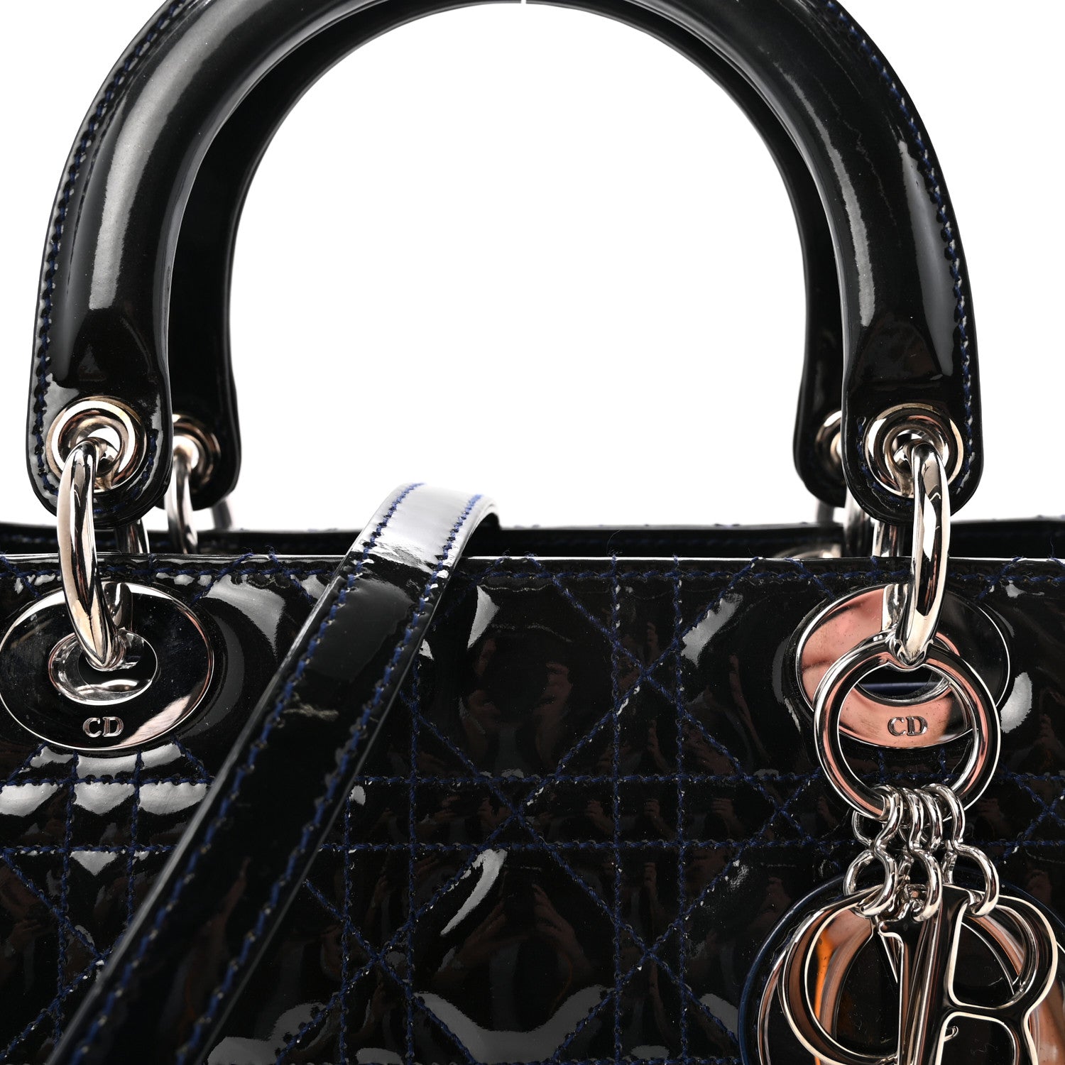 Christian Dior Patent Cannage Medium Lady Dior Navy Blue 8 of 10