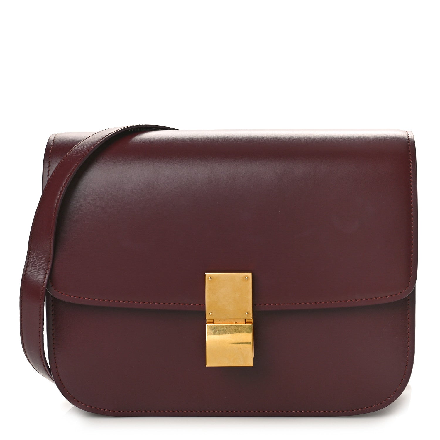 Celine Box Calfskin Medium Classic Box Flap Bag Burgundy 1 of 8