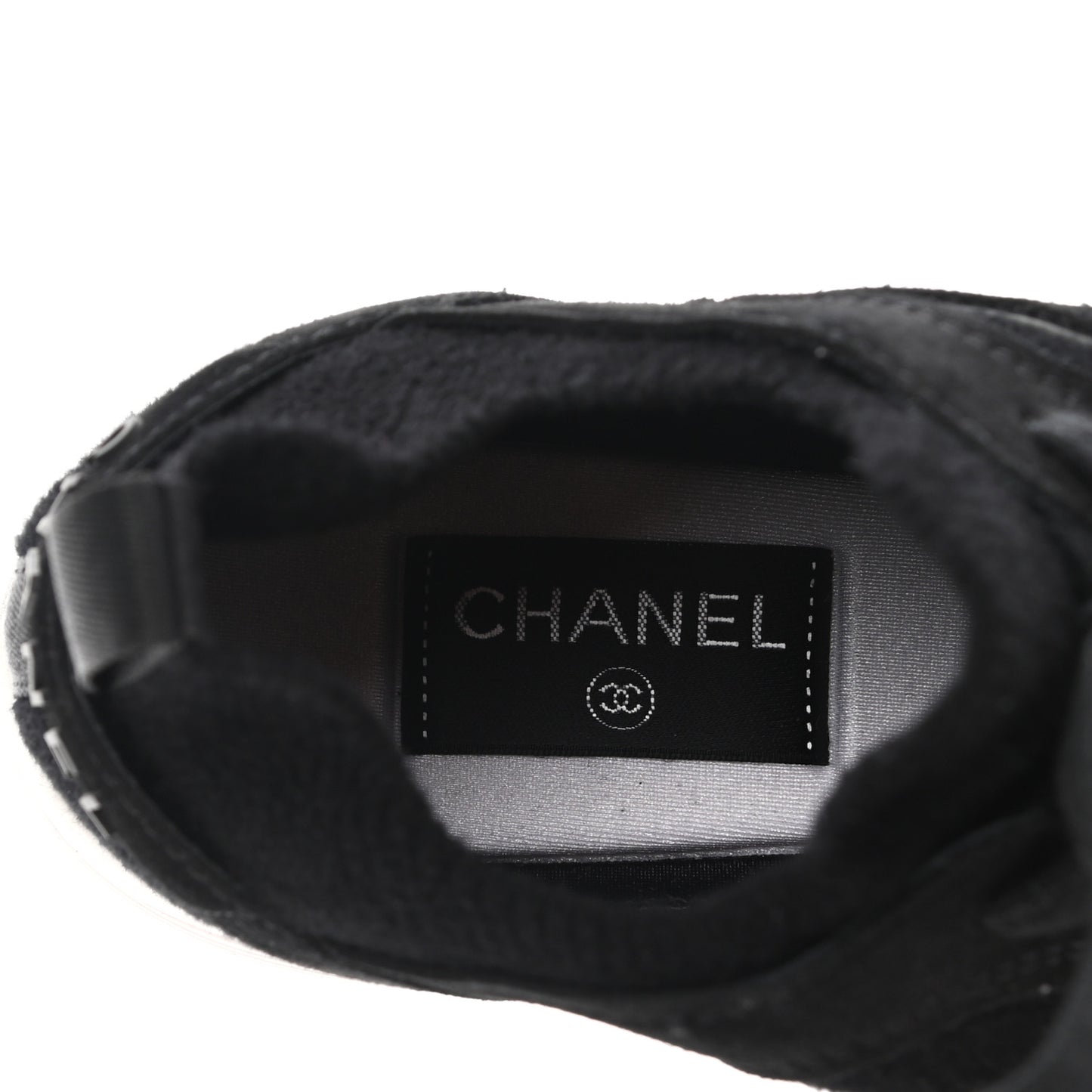 Fabric Suede Calfskin Stretch CC Sneakers 40 Black
