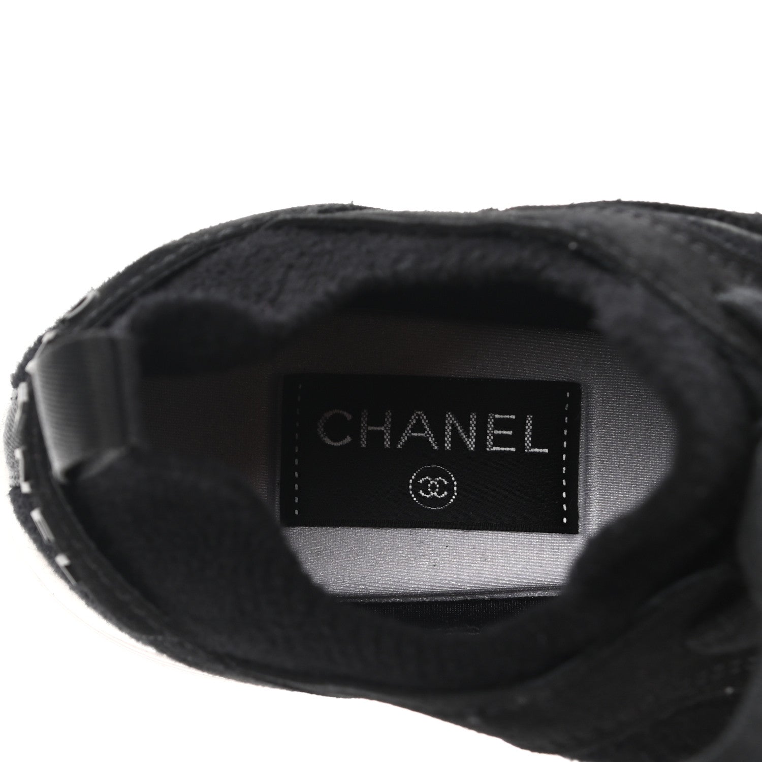Chanel Fabric Suede Calfskin Stretch CC Sneakers 40 Black 6 of 7