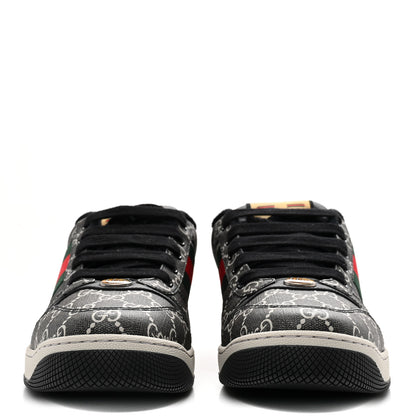 Gucci GG Supreme Monogram Miro Soft Calfskin Web Mens Screener Sneakers 8.5 Black Grey Sky 3 of 10