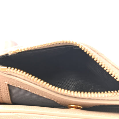 Saint Laurent Grain De Poudre Matelasse Chevron Monogram Zipped Card Case Nude Powder 6 of 9