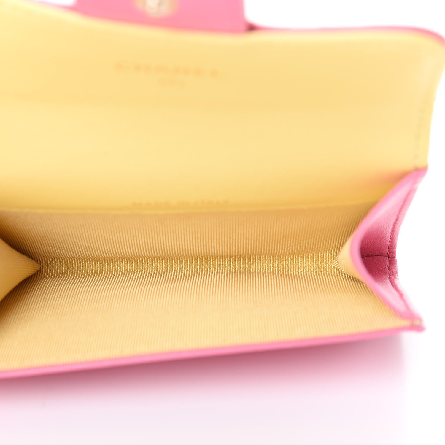 Chanel Lambskin Quilted Flap Card Holder Wallet Pink Yellow 5 of 9