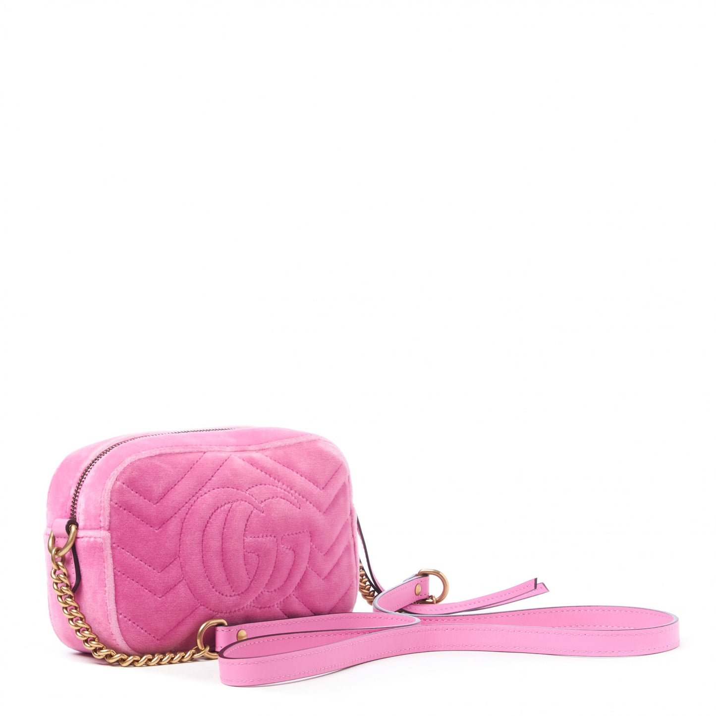 Velvet Matelasse Marquise Crystals Mini GG Marmont Chain Shoulder Bag Malva