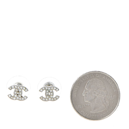 Chanel Crystal Timeless CC Earrings Silver 2 of 5