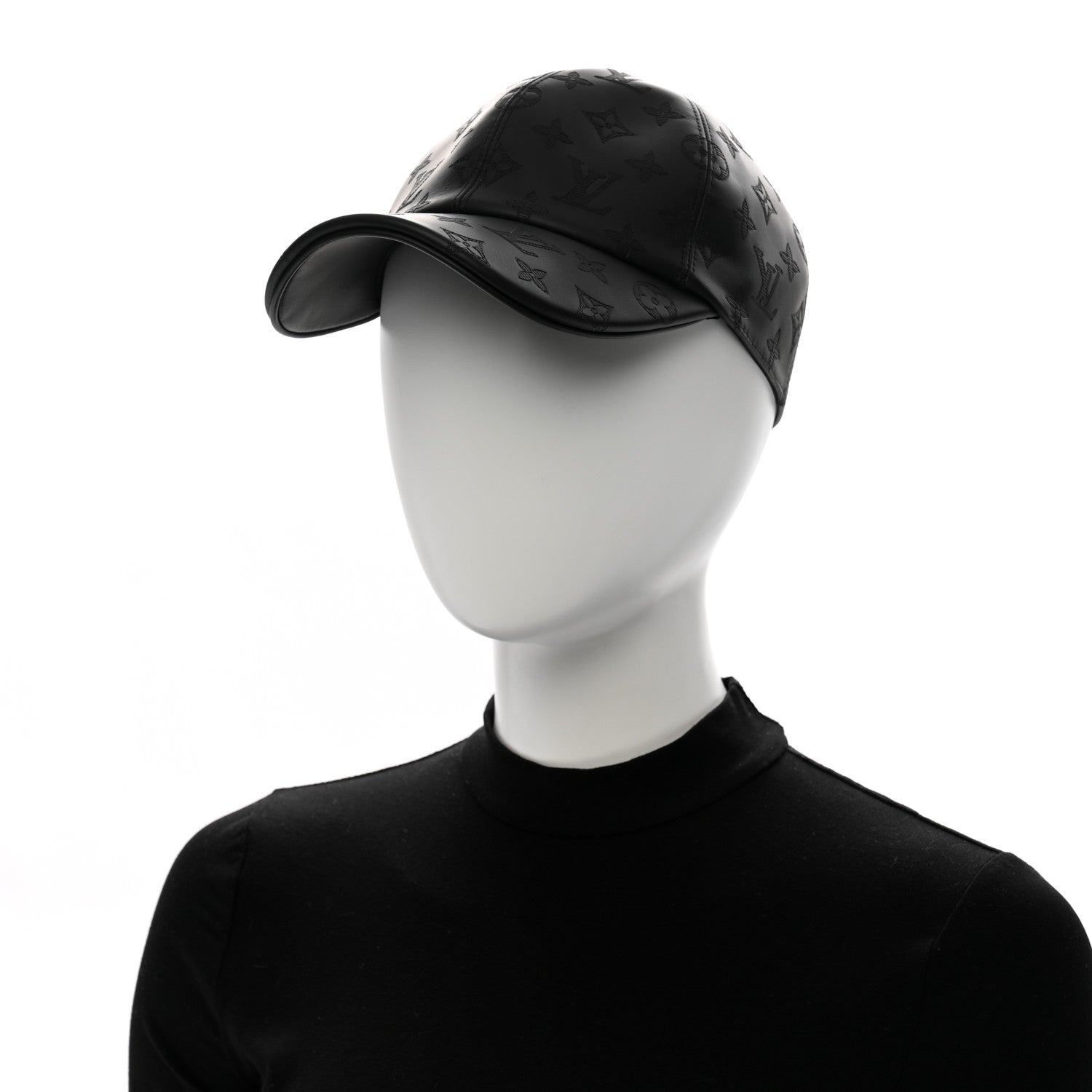Louis Vuitton Calfskin Monogram Shadow Baseball Cap 58 Black 2 of 10