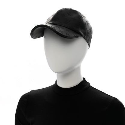 Louis Vuitton Calfskin Monogram Shadow Baseball Cap 58 Black 2 of 10