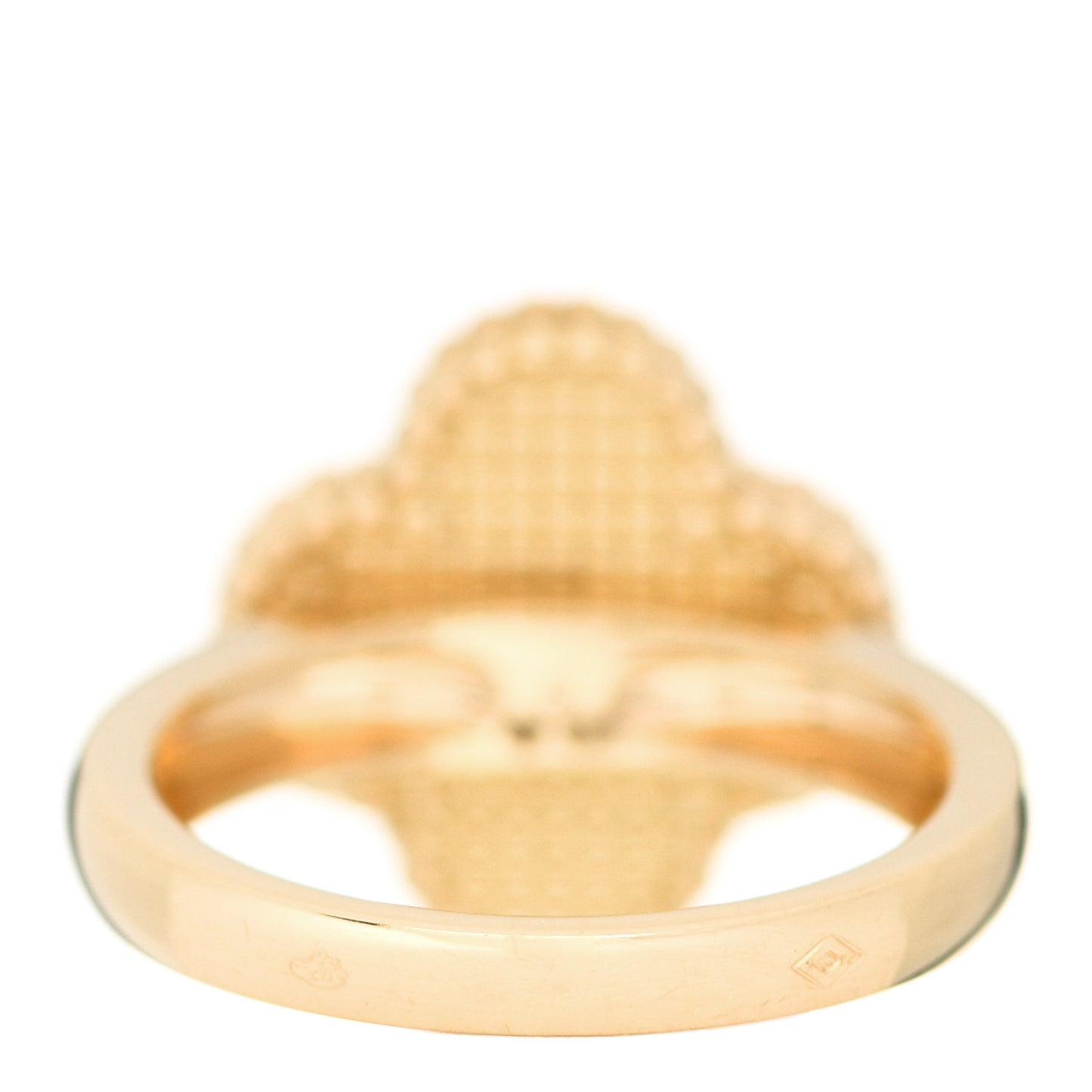 18K Yellow Gold Black Onyx Diamond Vintage Alhambra Ring 51 5.75
