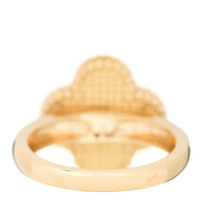 Van Cleef & Arpels 18K Yellow Gold Black Onyx Diamond Vintage Alhambra Ring 51 5.75 3 of 5