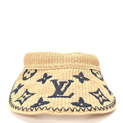 Louis Vuitton Calfskin Raffia Monogram Strawgram Visor Natural Blue 2 of 7