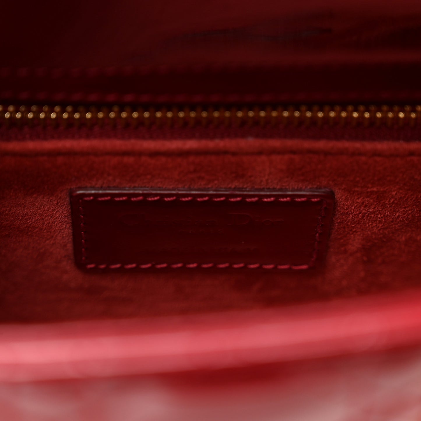 Patent Cannage Small Lady Dior Cherry Red