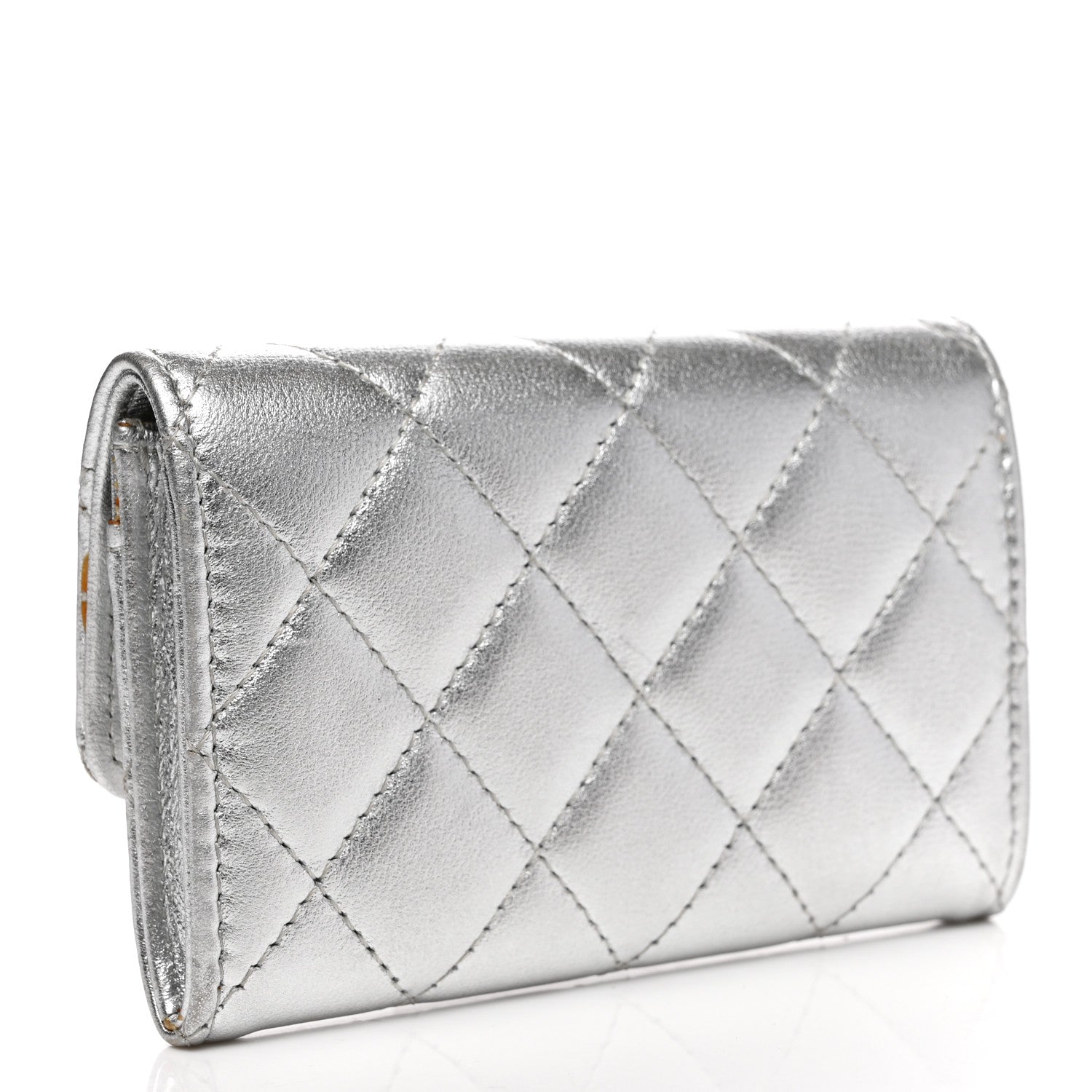 Chanel Metallic Lambskin Quilted Flap Card Holder Gold 3 of 11