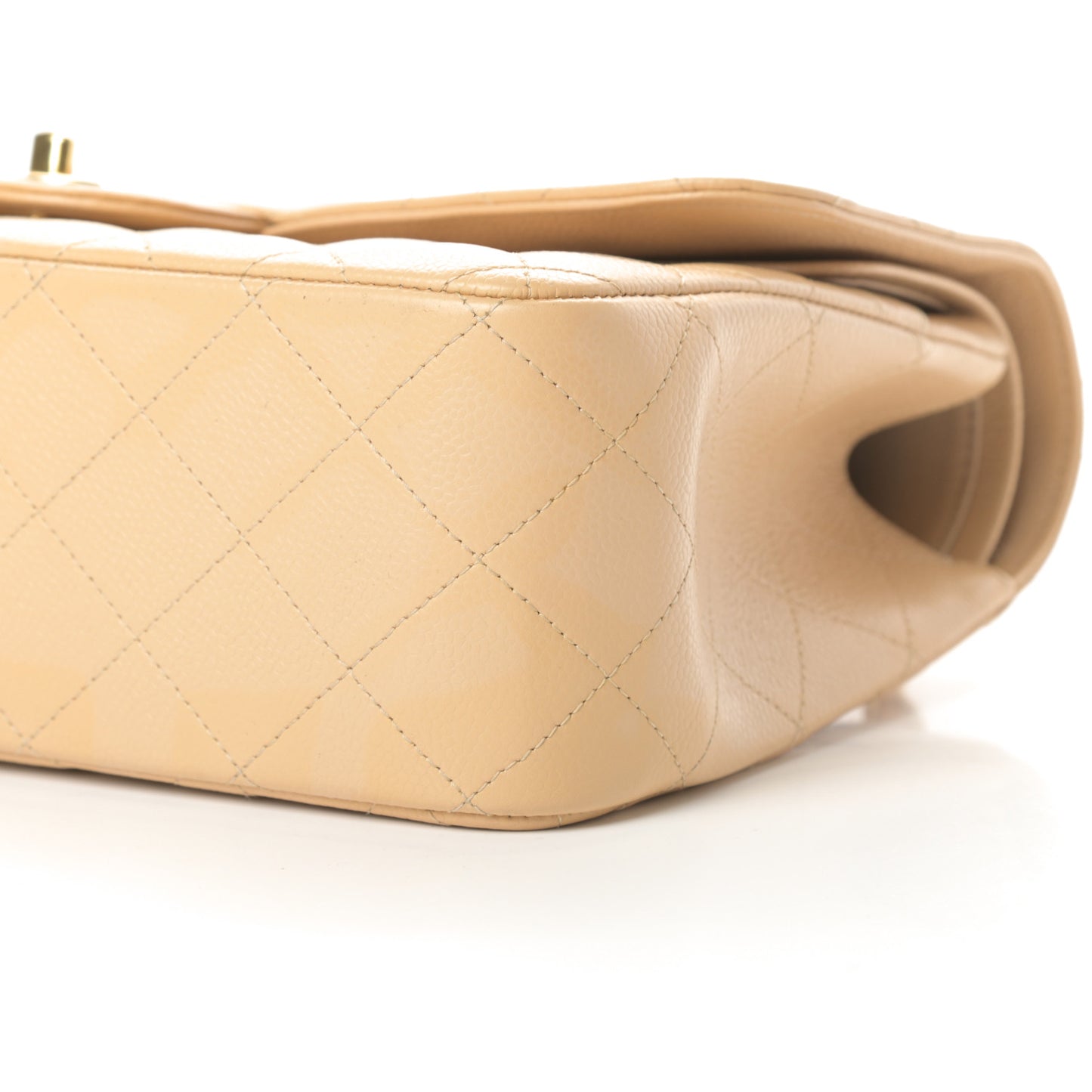 Caviar Quilted Jumbo Double Flap Beige Clair