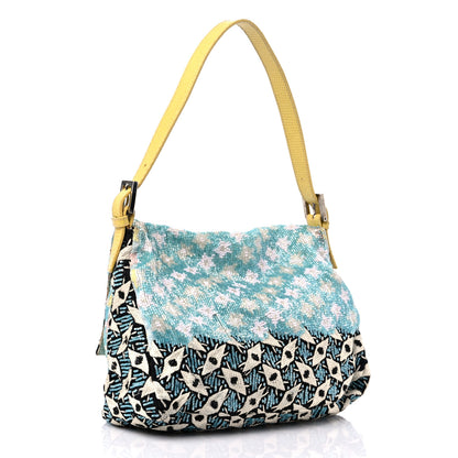 Fendi Beaded Lizard Mama Baguette Blue Yellow 3 of 19