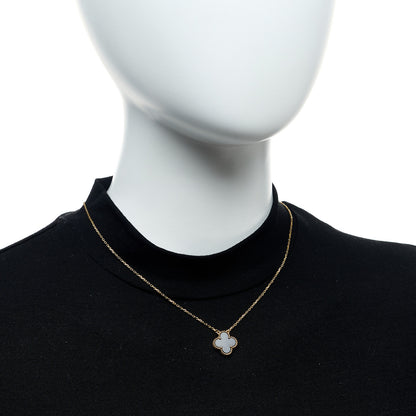 Van Cleef & Arpels 18K Yellow Gold Black Onyx Vintage Alhambra Pendant Necklace 2 of 6