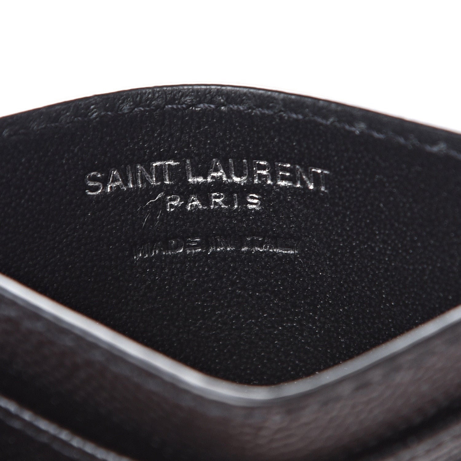 Saint Laurent Grain De Poudre Matelasse Chevron Monogram Credit Card Case Black 5 of 7