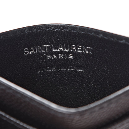 Saint Laurent Grain De Poudre Matelasse Chevron Monogram Credit Card Case Black 5 of 7