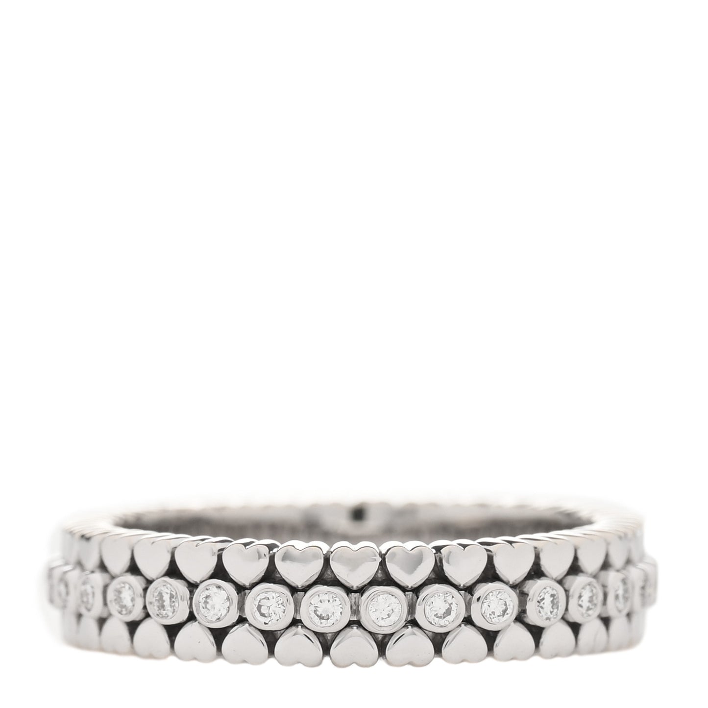 18K White Gold Diamond Crown of Hearts Band Ring 51 5.75