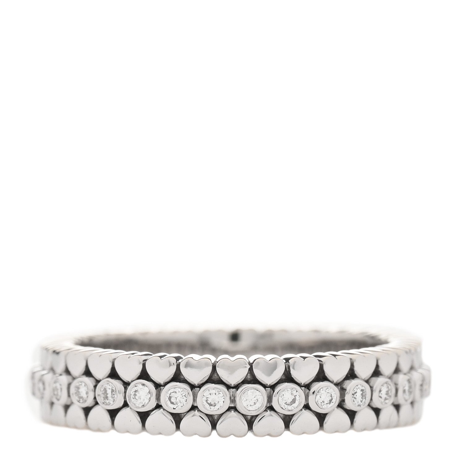 Tiffany 18K White Gold Diamond Crown of Hearts Band Ring 51 5.75 1 of 4