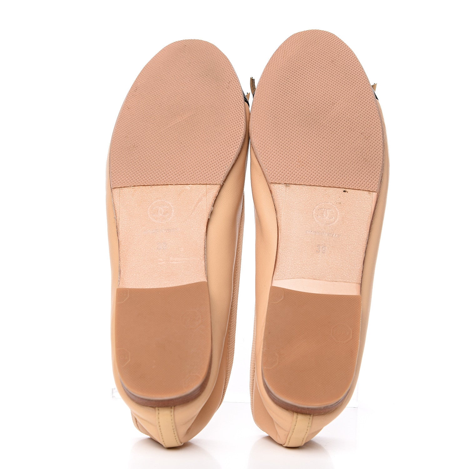 Chanel Lambskin Cap Toe Ballerina Flats 39 Beige Black 5 of 10