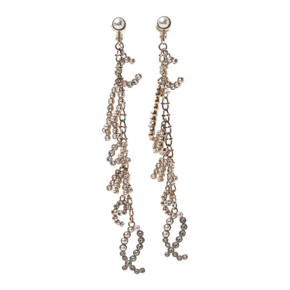 Chanel Metal Glass Swirling Pearls Dangle Earrings Gold 1 of 4