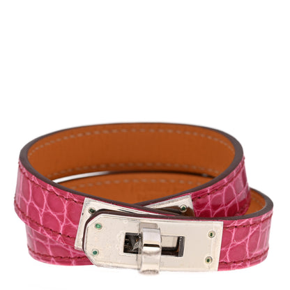Hermes Shiny Alligator Kelly Double Tour Bracelet S Fuchsia 1 of 5