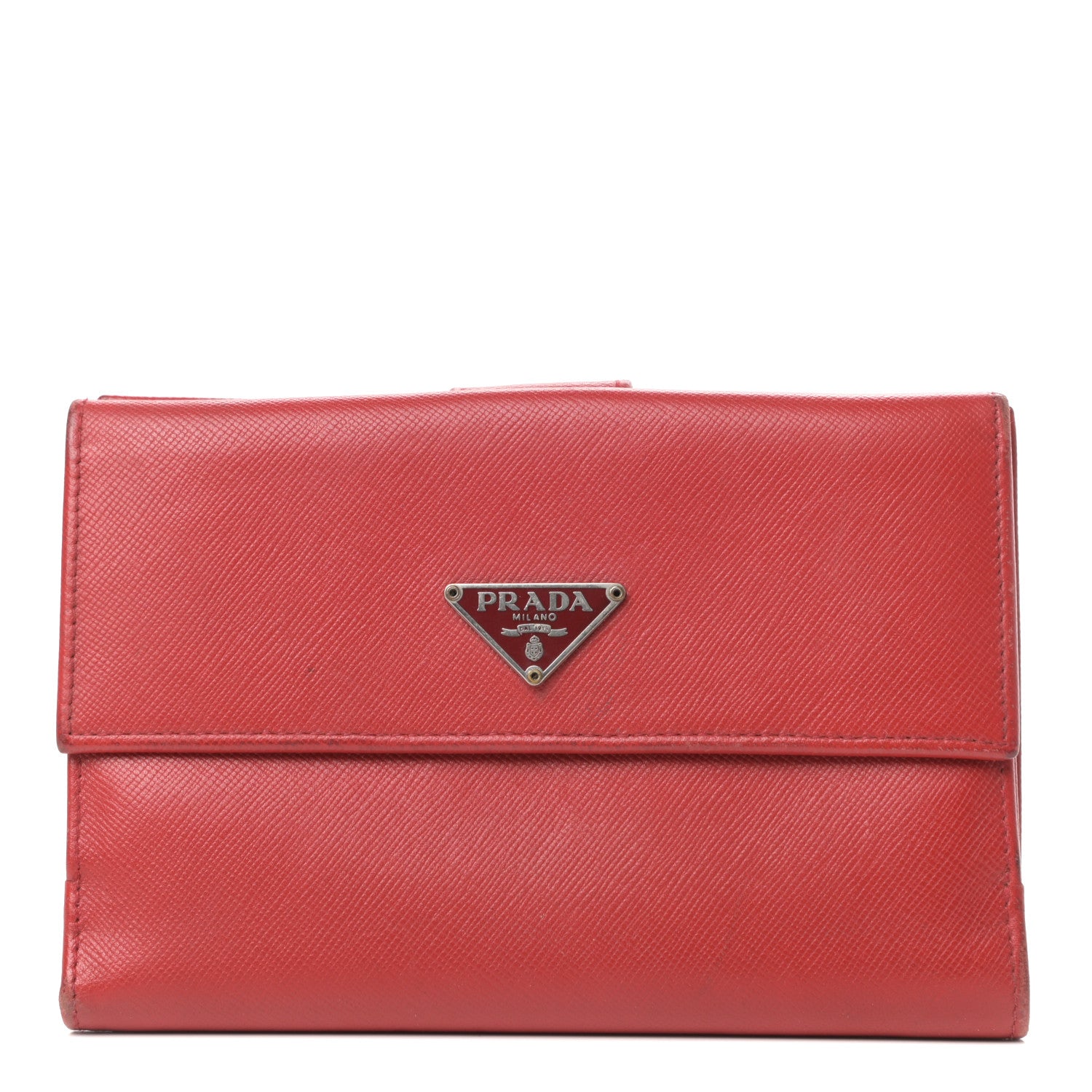 Prada Saffiano Flap Compact Wallet Rosso 1 of 7
