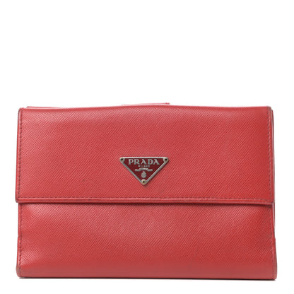 Prada Saffiano Flap Compact Wallet Rosso 1 of 7