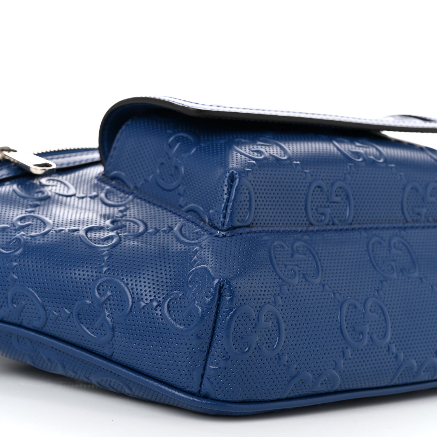 Gucci Calfskin GG Tennis Embossed Pocket Belt Bag 90 Intense Metal Blue 9 of 11