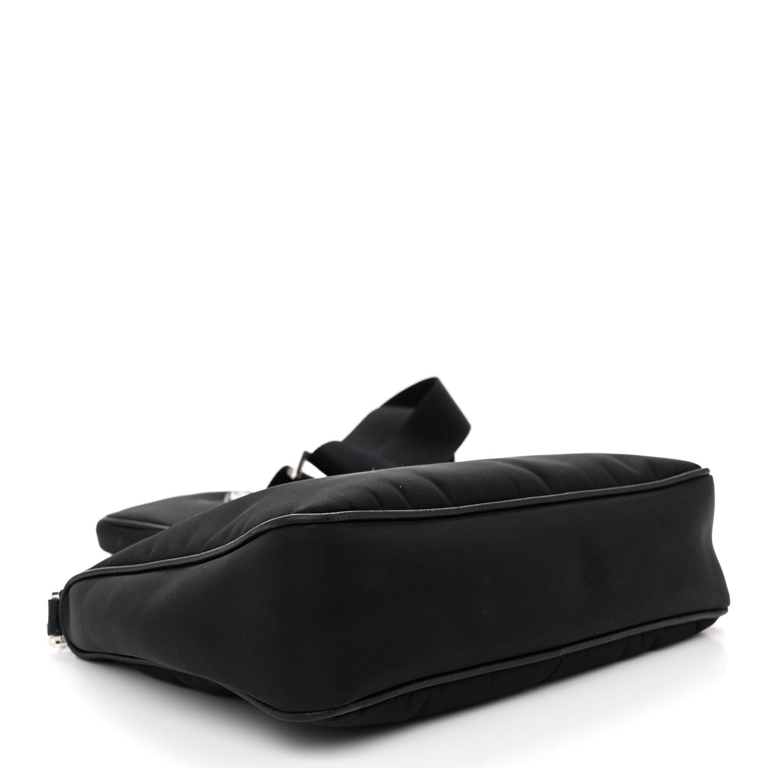 Prada Tessuto Nylon Saffiano Pocket Zippered Shoulder Bag Black 4 of 11