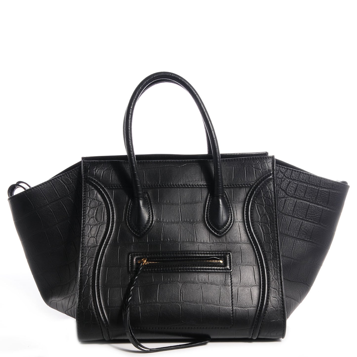 Crocodile Embossed Medium Phantom Luggage Black