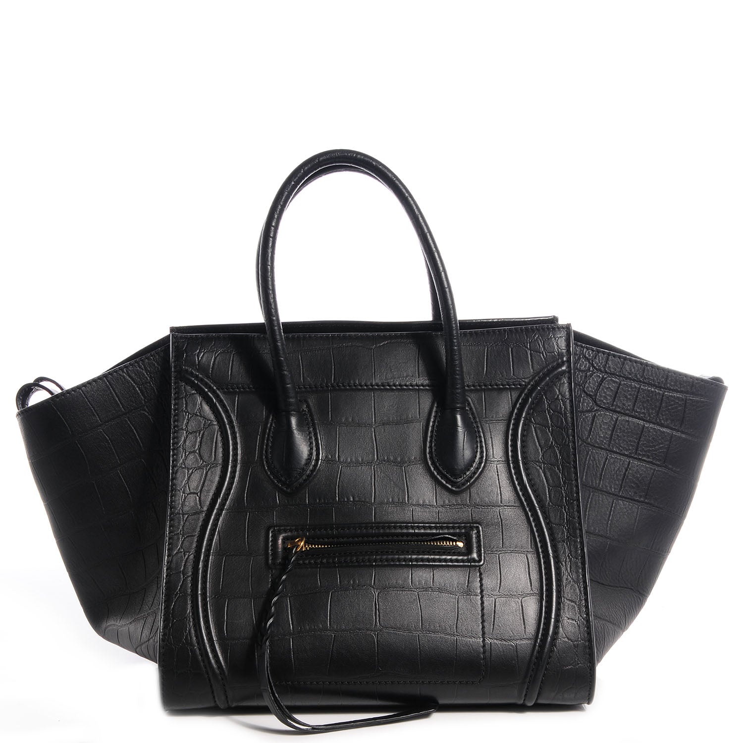 Celine Crocodile Embossed Medium Phantom Luggage Black 1 of 7