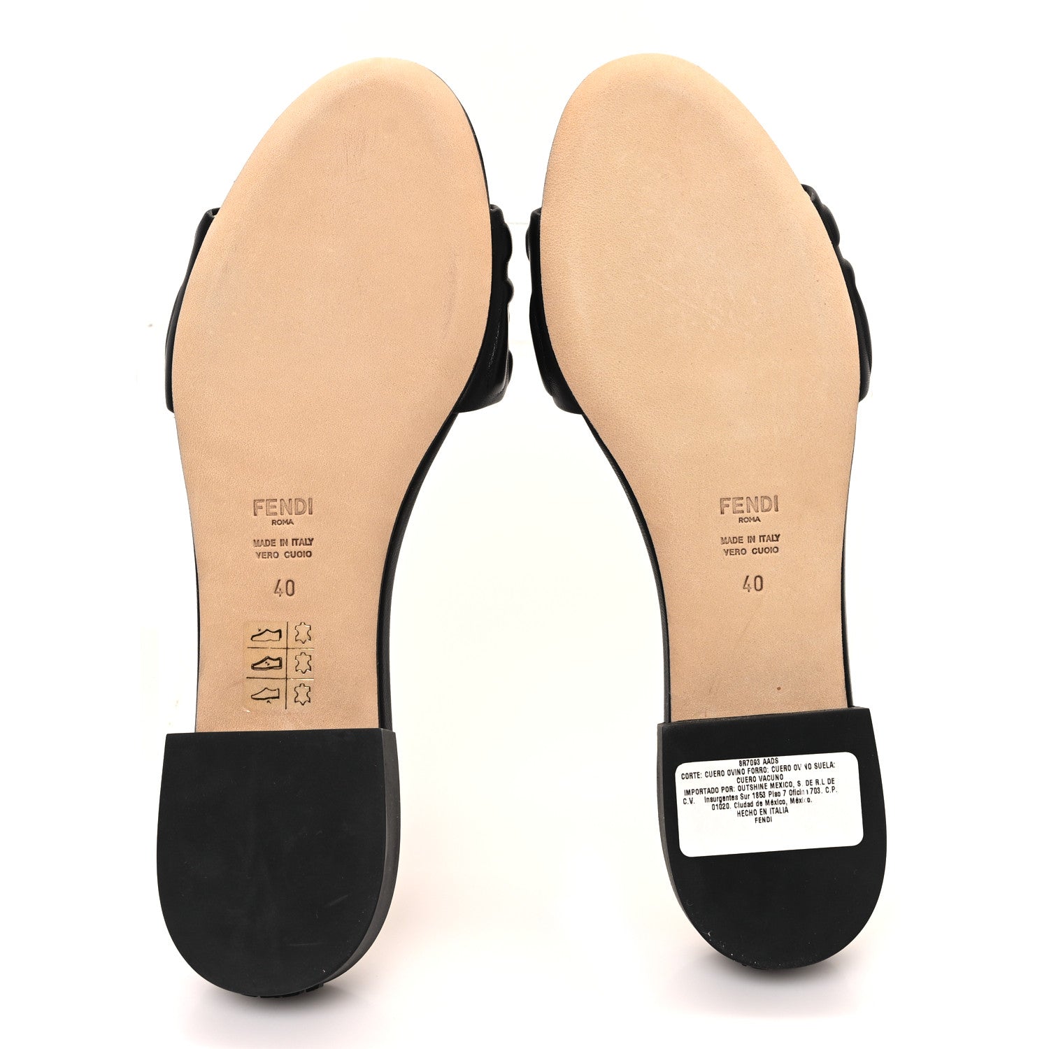 Fendi Nappa FF Embossed Flat Slide Sandals 40 Black 6 of 9