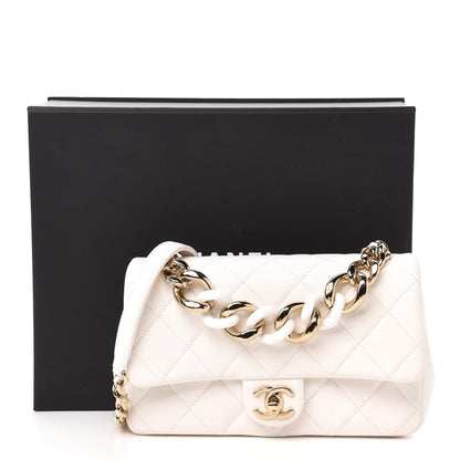 Chanel Lambskin Quilted Resin Bi-Color Chain Flap Bag White 11 of 11
