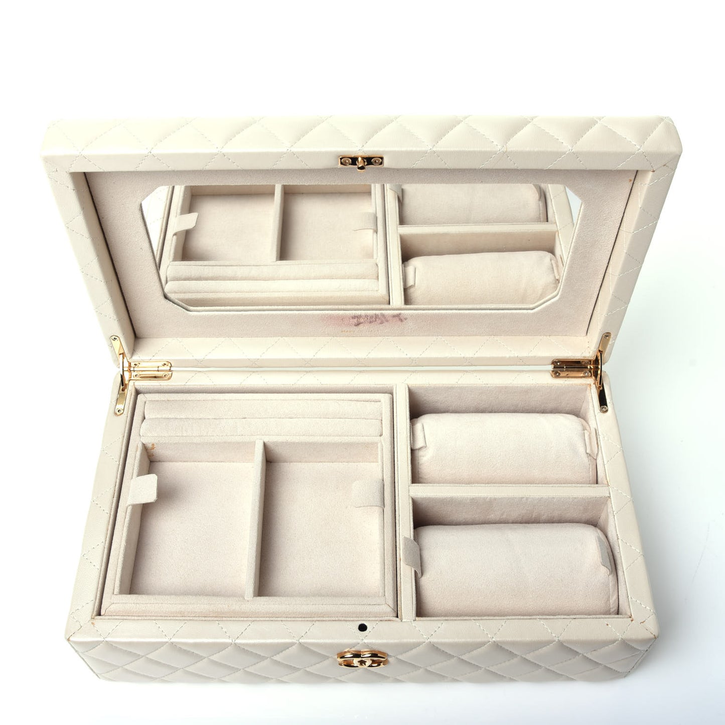 Lambskin Quilted Jewelry Case Ivory