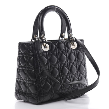 Christian Dior Lambskin Cannage Medium Lady Dior Black 3 of 11