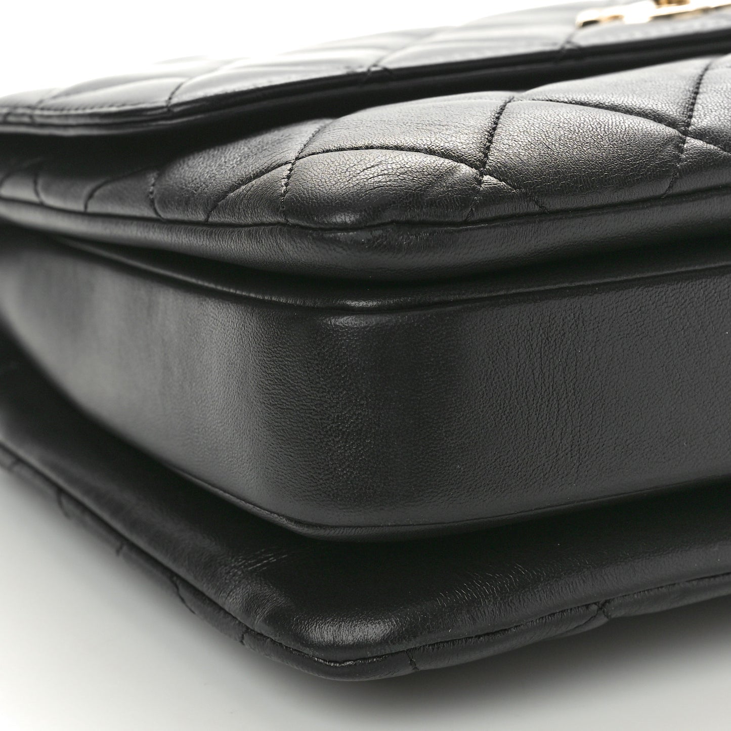 Lambskin Quilted Medium Trendy CC Flap Dual Handle Bag Black