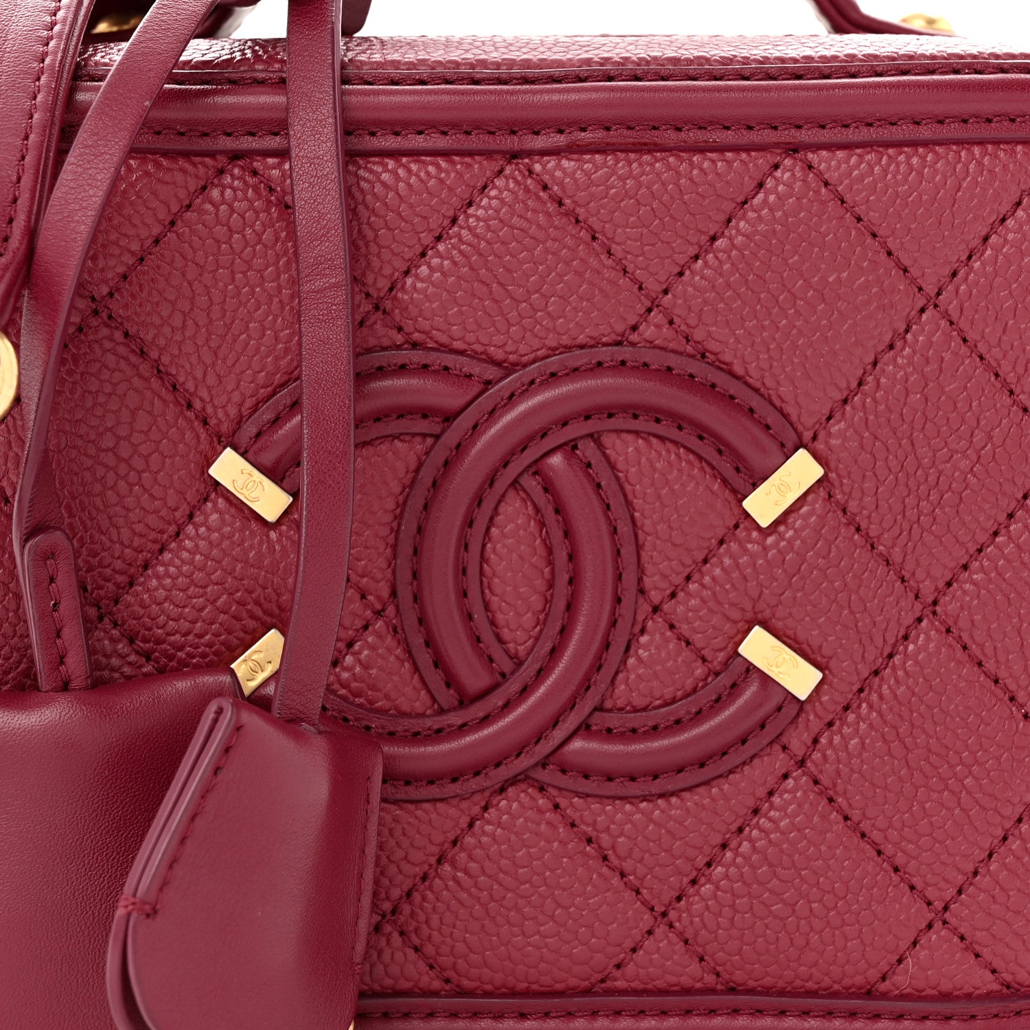 Chanel Caviar Quilted Small CC Filigree Vanity Case Burgundy 8 of 11