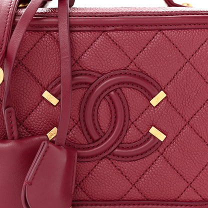 Chanel Caviar Quilted Small CC Filigree Vanity Case Burgundy 8 of 11