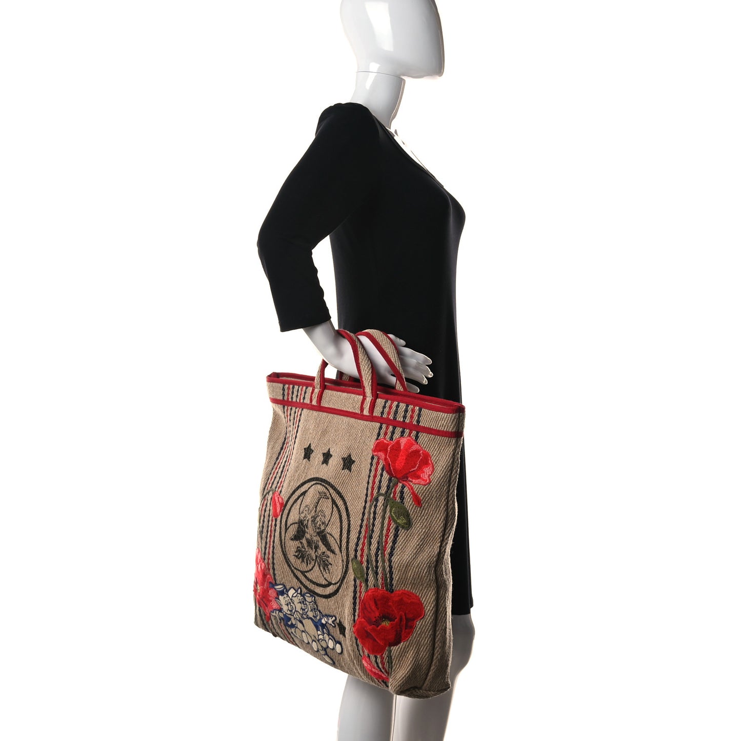 Straw Juta Printed Arles Tote Beige