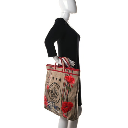 Gucci Straw Juta Printed Arles Tote Beige 2 of 11
