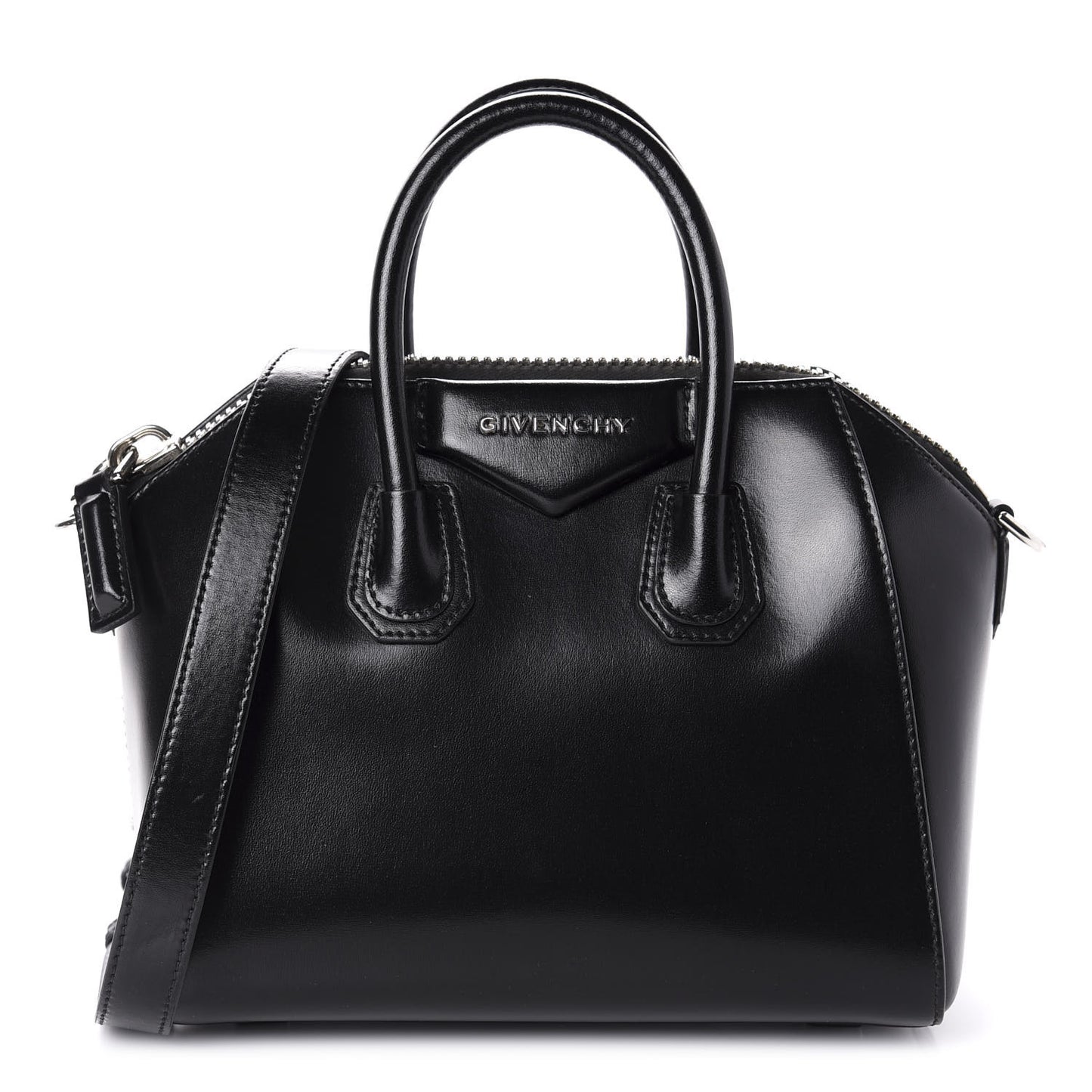 Shiny Lord Calfskin Mini Antigona Black